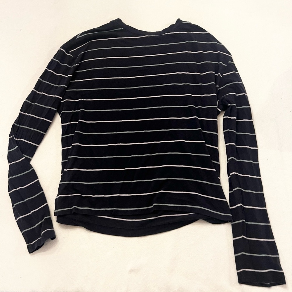 Dark blue striped long sleeve shirt